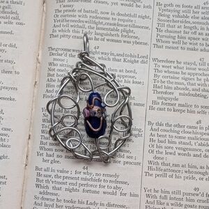 Silver and Purple Wire Pendant